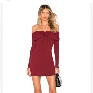 House of Harlow x Revolve Burgundy Off Shoulder Mini Dress Medium NWT